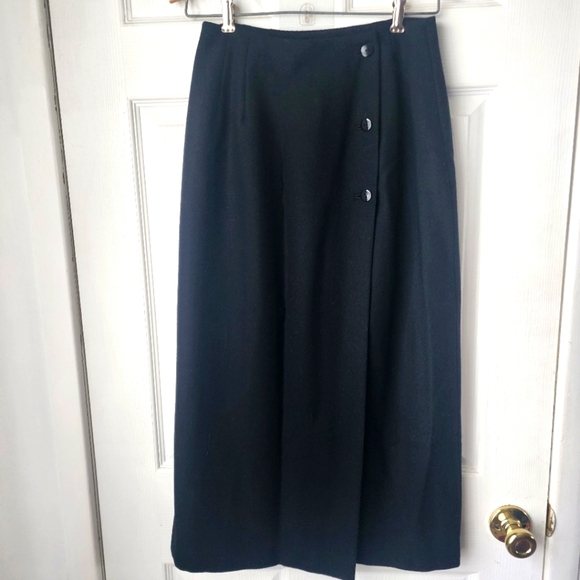 Christian Aujard Black Wool Wrap Skirt - Picture 1 of 8